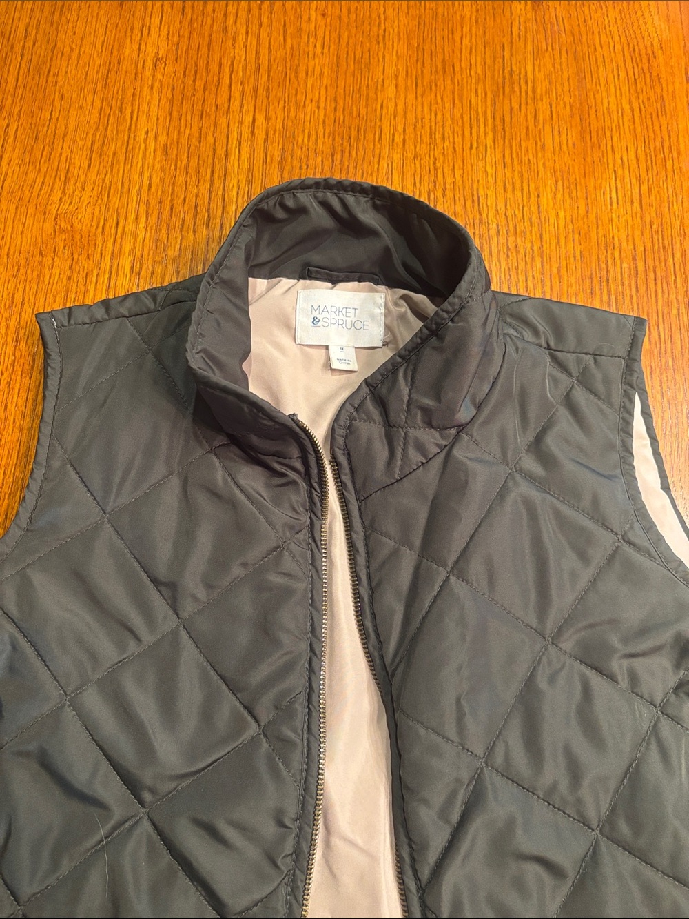 Market & Spruce Quilted Sleeveless Vest - Olive - Picture 3 of 4